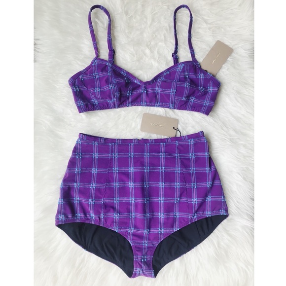 Rachel Comey Other - NWT Rachel Comey High Waist Purple Plaid Bikini